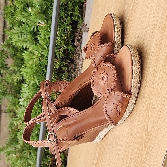 Jack Rogers Wedge Ankle Strap Sandals in Cognac Size 9.5 - Picture 3 of 11